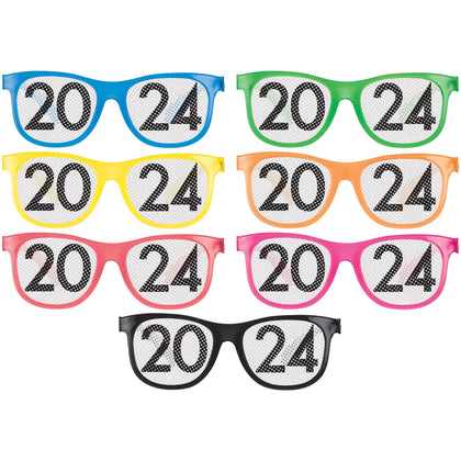 2024 Printed Plastic Glasses Colorful 10ct