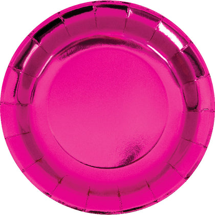 Party Time Pink Foil 9in Paper Plates 8ct