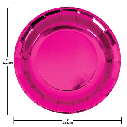 Party Time Pink Foil 9in Paper Plates 8ct