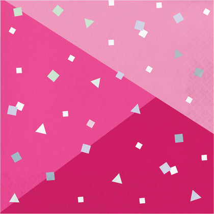 Party Time Pink Foil Lunch Napkins 16ct