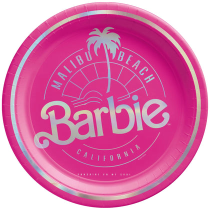 Malibu Barbie 7in Round Metallic Plates 8ct