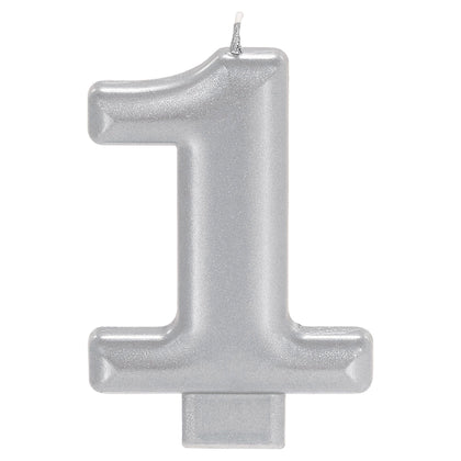 Numeral Metallic Candle #1 | Silver