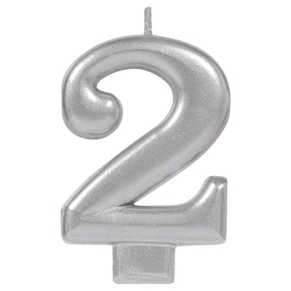 Numeral Metallic Candle #2 | Silver
