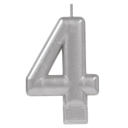 Numeral Metallic Candle #4 | Silver