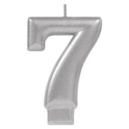 Numeral Metallic Candle #7 | Silver