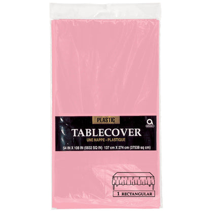 New Pink Rectangular Plastic Table Cover | Solids