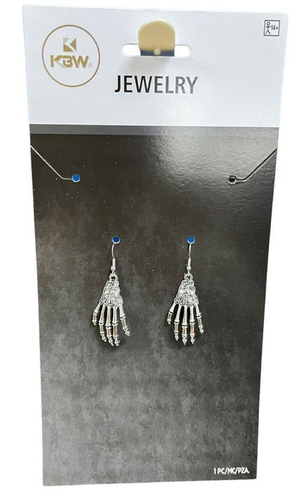 Silver Skeleton Hands Earrings