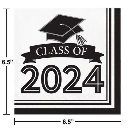 2024 White Grad Napkins 36ct