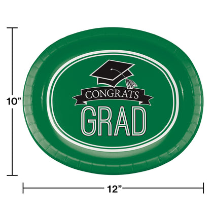 Green Paper Oval Plate 8ct | Graduation