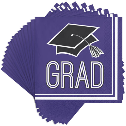 Purple Beverage Napkins 36ct | Graduation