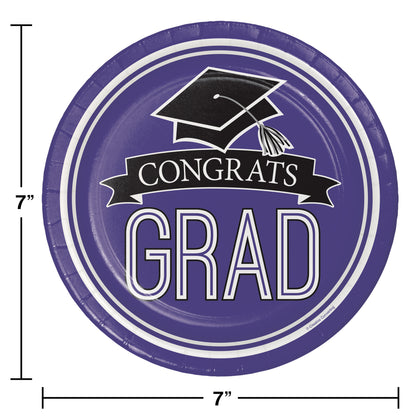 Purple 7in Paper Plates 18ct | Graduation