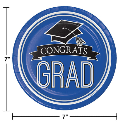 Royal Blue 7in Paper Plates 18ct | Graduation