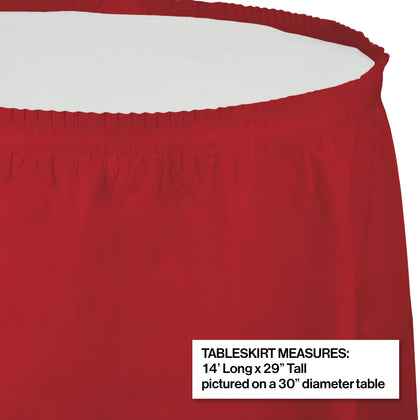 Classic Red Plastic Table Skirt | Solids