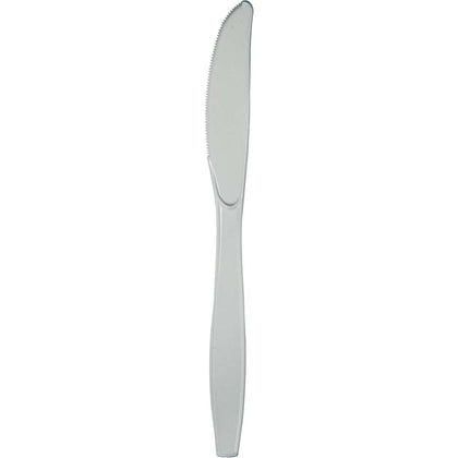 Shimmering Silver Plastic Knives 24ct | Solids