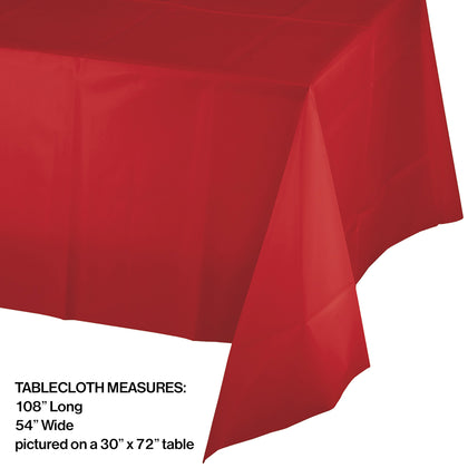 Classic Red Rectangular Plastic Table Cover | Solids
