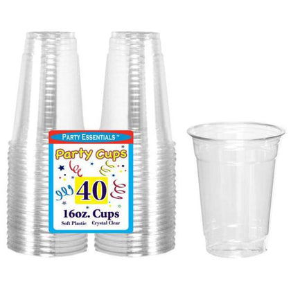 16oz. Soft Plastic Cups - Clear 40ct.