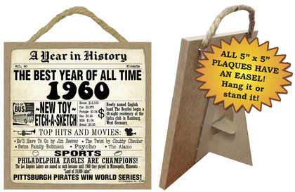 1960 A Year in History Wooden Plaque