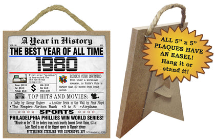 1980 A Year in History Wooden Plaque