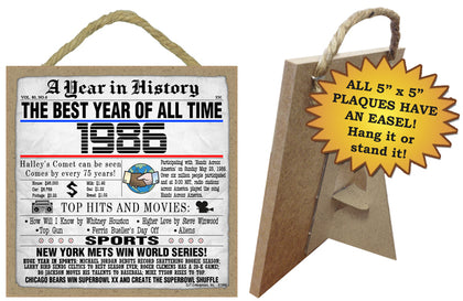 1986 A Year in History Wooden Plaque