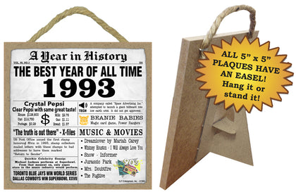 1993 A Year in History Wooden Plaque