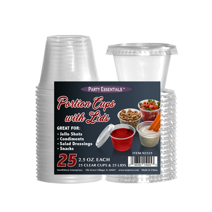 2.5 OZ. SHOT GLASSES WITH LIDS – CLEAR 25 CT.