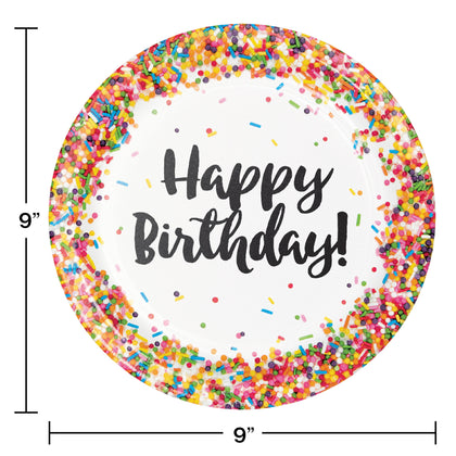 Sprinkles 9in Plates 8ct | Generic Birthday