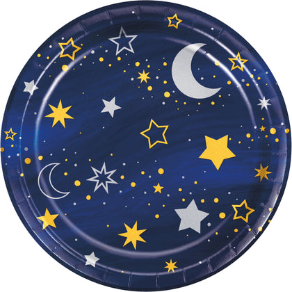 Starry Night 7in Foil Cake Plates 8ct | General Entertainment
