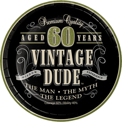 Vintage Dude 60 Cake Plates 8ct | Milestone Birthday