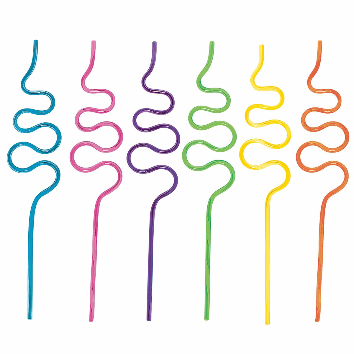 7.5'' Plastic Squiggle Silly Straws 48ct