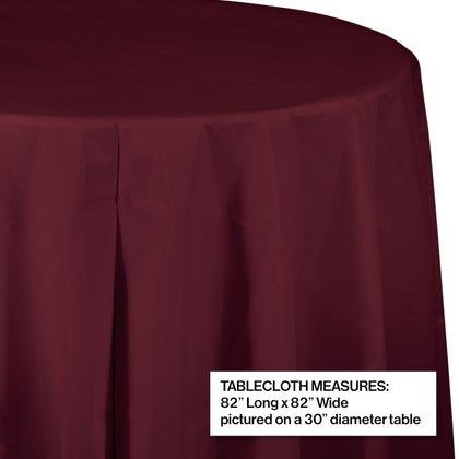 Burgundy Plastic Round Table Cover | Solids