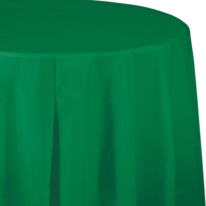 Emerald Green Round Plastic Table Cover | Solids