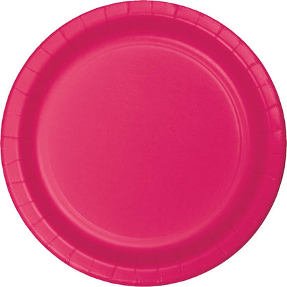 Hot Magenta 7in Paper Cake Plates 24ct | Solids