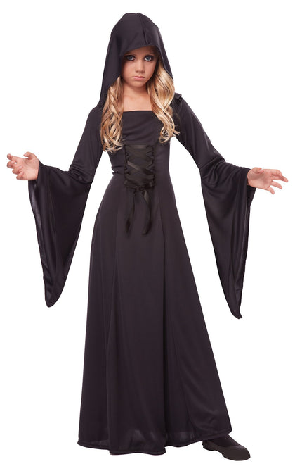 Black flared sleeve dress with hood