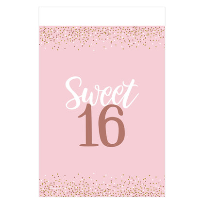Blush Sixteen Plastic Table Cover  | Milestone Birthday