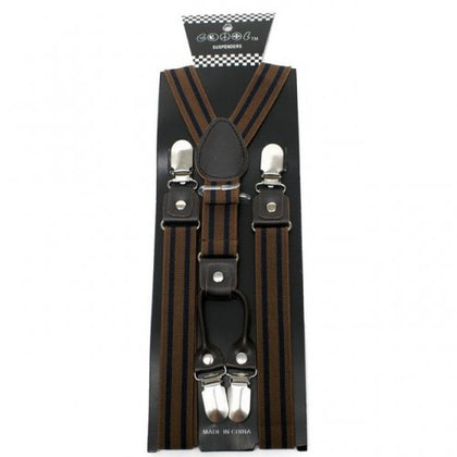 Brown & Navy Striped Suspenders