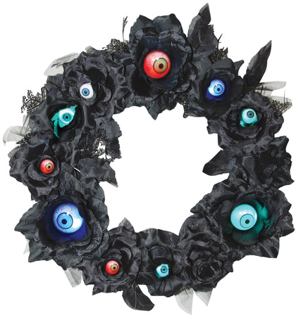 Wreath with Light Up Eyeballs | Halloween