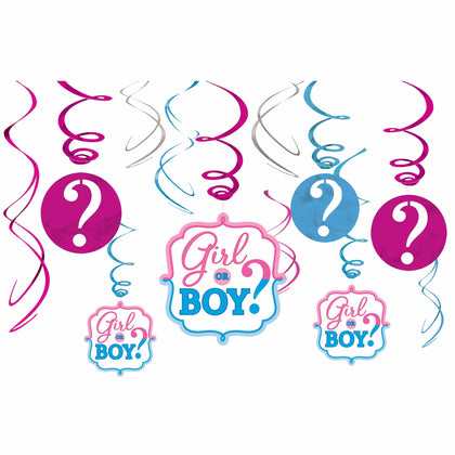 Girl or Boy Foil Swirl Decorations | Baby Shower