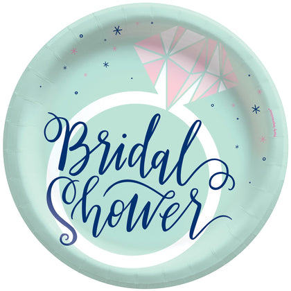 Mint Bridal Shower 9in Paper Plates 8ct | Wedding