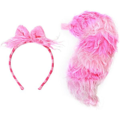 Pink cat ears and fluffy pink tail
