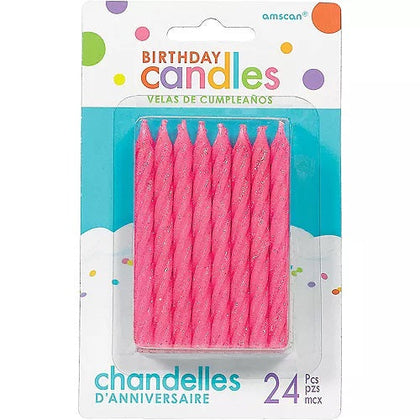 Pink Glitter Spiral Candles  | Candles