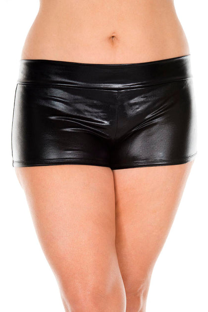 Plus Size Metallic Booty Shorts Black