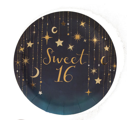 Sweet 16 Starry Night 9in Plate  8ct | Milestone Birthday