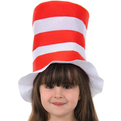 Red and white striped with white brim