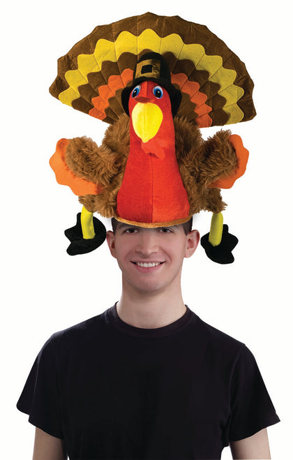 Plush colorful turkey hat