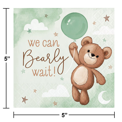 Teddy Bear Beverage Napkins 16ct | Baby Shower