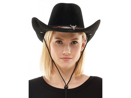 Faux Black Leather Cowboy Hat