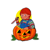 small kid scary knife pumpkin