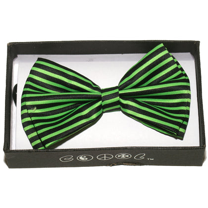Green & Black Striped Bow Tie