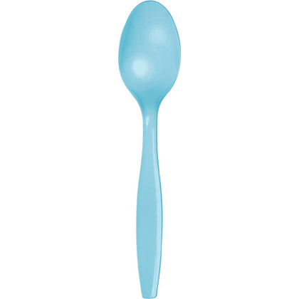 Pastel Blue Plastic Spoon 24ct | Solids