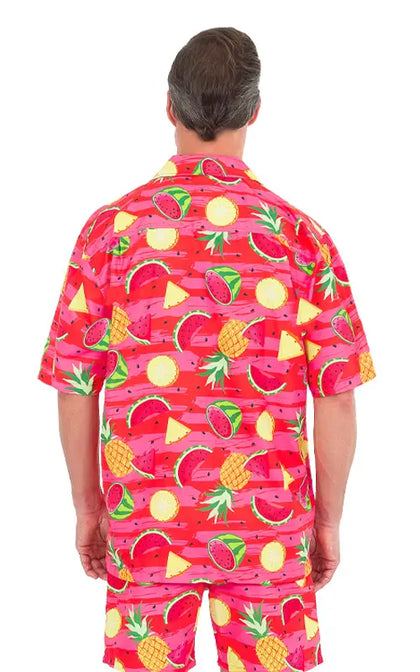 Red/Pink Fruit Luau Shirt | Summer